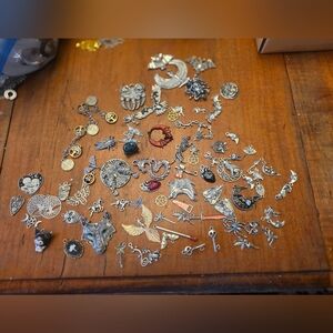Lot Of 80+ Metal Pendants & Charms Medusa, Bats, Matches, Wolves Jewelry Making